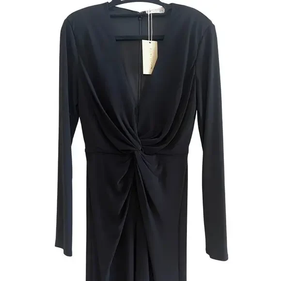 Ramy Brook Alayna Twisted Front Long Sleeve Wide Leg Jumpsuit Black Size 4 - Picture 5 of 10